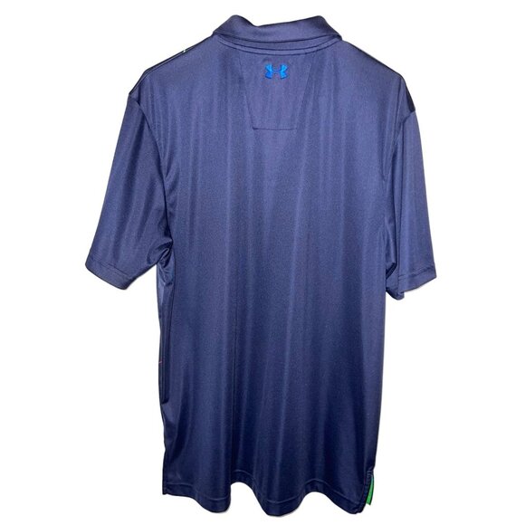 Under Armour Loose Fit Polo Top Navy Blue HeatGear Activewear Mens Size L - Picture 9 of 9